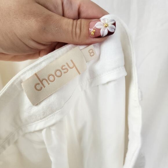 Choosy flared white pants crochet detail pockets NWT cotton vacation resort boho - Picture 10 of 11